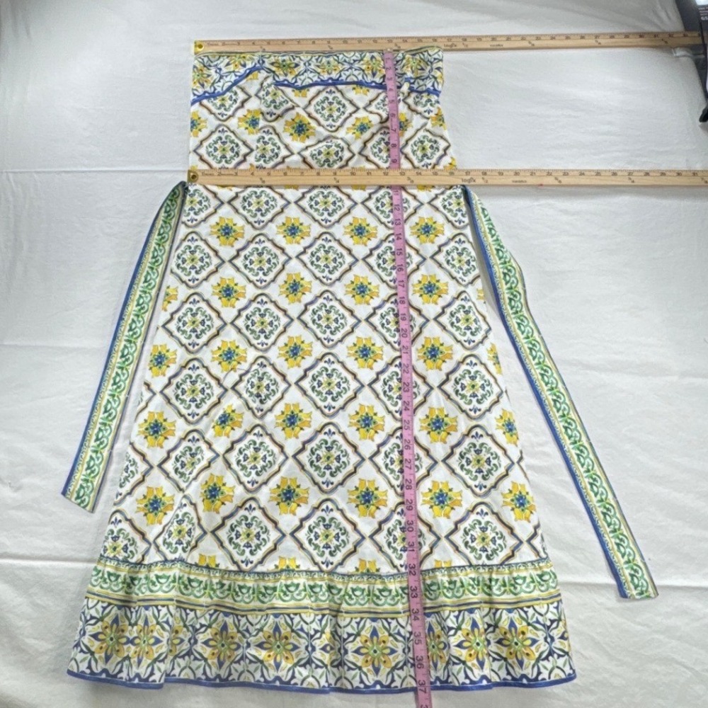 Antonio Melani Dress Womens 12 White Tile Print Strapless Midi Sun Dress Cotton - Picture 10 of 14